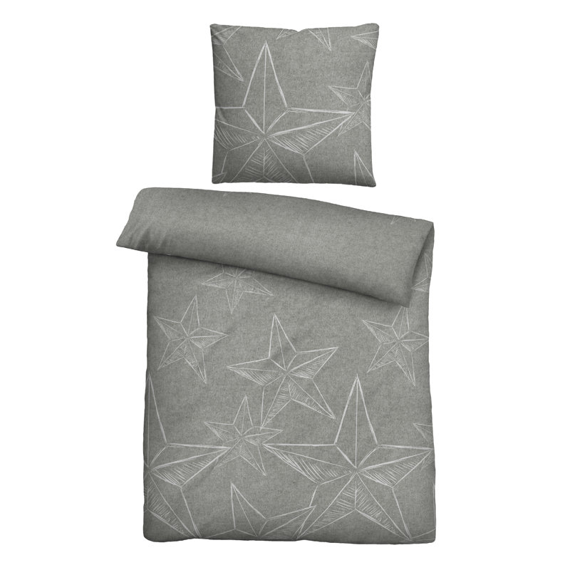 Cotton No Pattern Duvet Cover Set with Pillowcases, Storm Grey, 135 x 200cm - 1 Pillowcase (80 x 80cm)