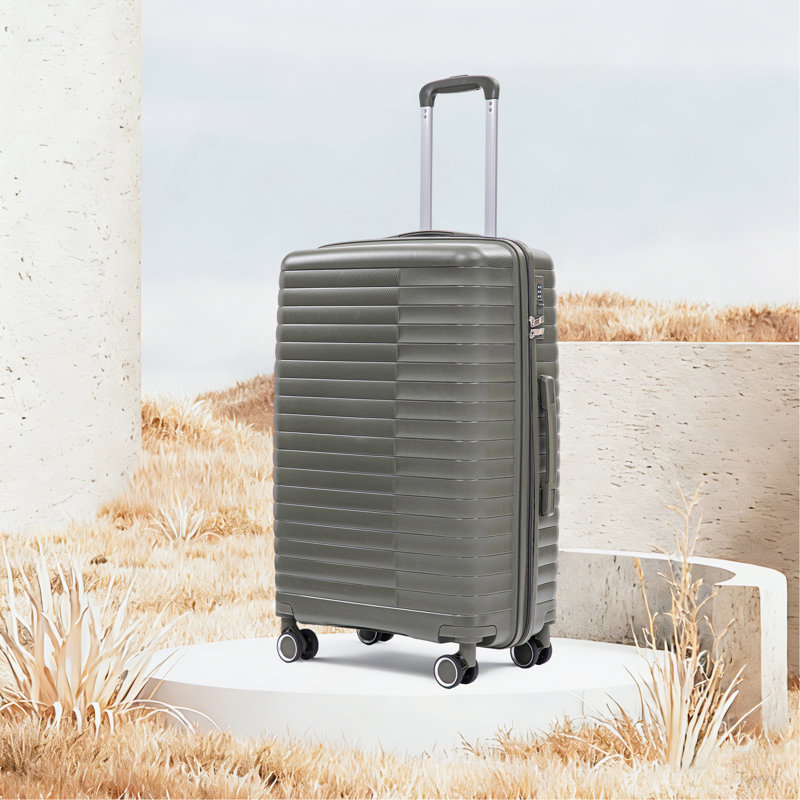 14 "/ 20" / 24 "/ 28" 4 pièces / ensemble dans un bagage à roulettes en PP, une valise de transport, une tringle en fer, une serrure à mot de passe à combinaison, un étui à cosmétiques de 14 po (vert)