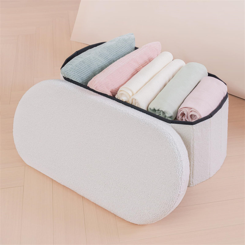 74cm Wide Footstool Ottoman, White