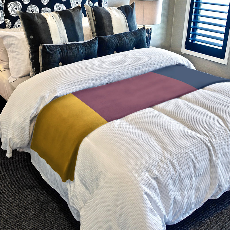 Toronto Quilted Throw Blanket, 62.5" W x 82.5" L, Cleveland Gold/Wine/Navy Blue