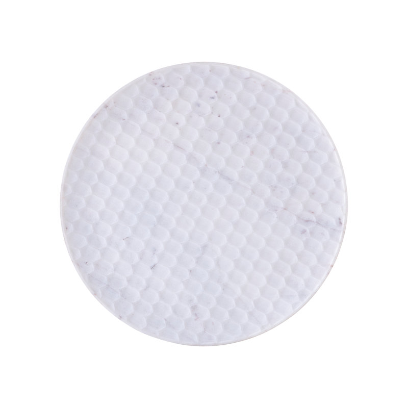 Medium White Marble Round Platter, 1" H x 12" W x 12" D