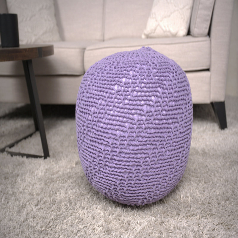 Pouf tricoté rond en coton tricoté - lavande, Lavender