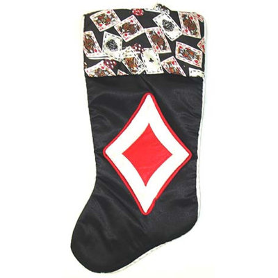 19" Black and Red Deck of Cards Christmas Stocking