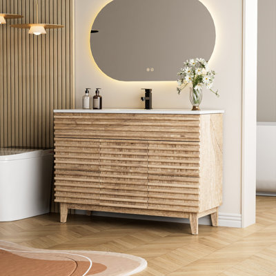 Marilyse 48" Single Sink Wood Tune Bathroom Vanity Set With Resin Sink Top, Faucet, Assembly Required