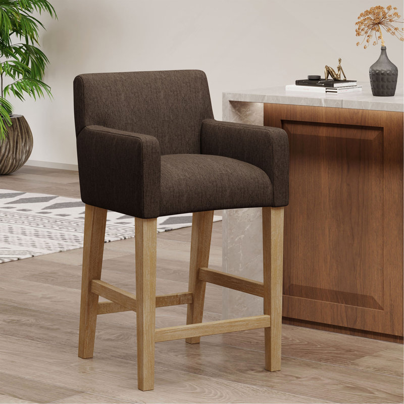 Upholstered Counter Stool, Brown, 1, Brown