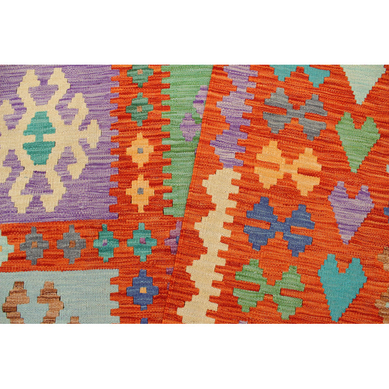 Tapis rouille / bleu en laine noué à la main 8 pi 2 po x 9 pi 10 po Cedorah Southwestern