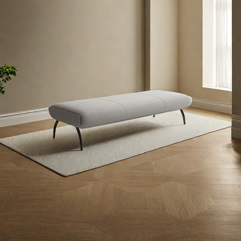 Banc rembourré Tabathe Sherpa, Gris riz