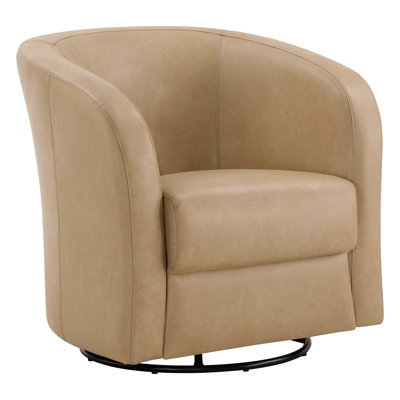 Fauteuil d'appoint rembourré et pivotant en cuir