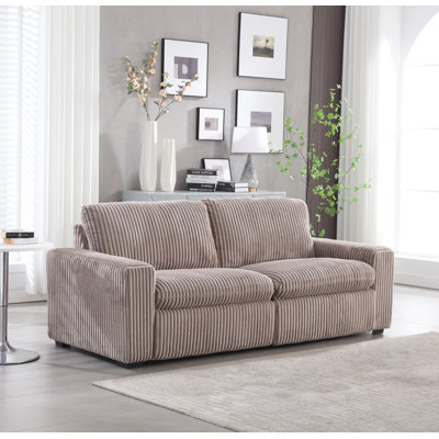 Annistyn 86.6'' Wide Modern Corduroy Square Arm Power Reclining Loveseat With USB Port