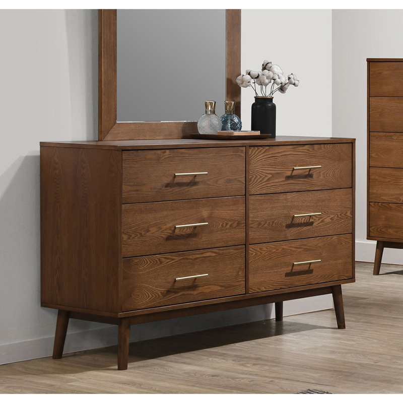 Commode seulement en bois massif avec poignées en nickel et 5 tiroirs