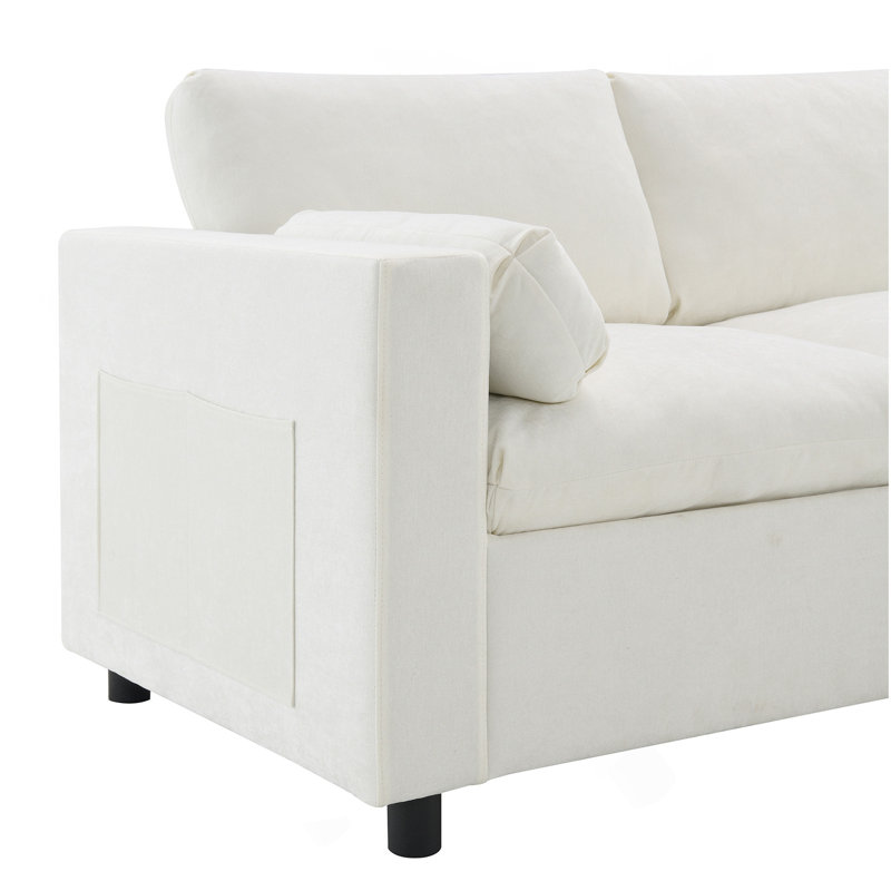 86.5'' U-Shaped Sectional Sofa With Storage Pockets, 2 Movable Ottoman, Armrest Pillows, Free Combination, 5-Seat Modern Cloud Sofa For Living Room&Apartment, Chenille, 3 Colors