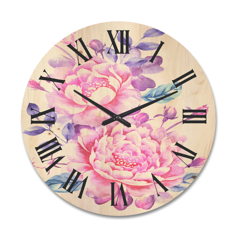 Horloge murale fleurs avec feuilles, Grand