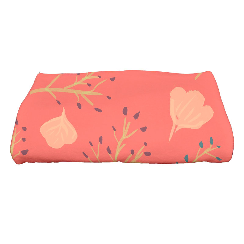 Slezak Spring Floral Print Microfiber Bath Towel, Coral