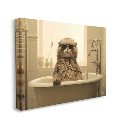 «Cool Cat in Bathaign», art mural sur toile par RB