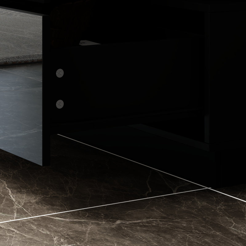 Commode double 8 tiroirs avec surface ultrabrillante, Noir, noir, noir, noir