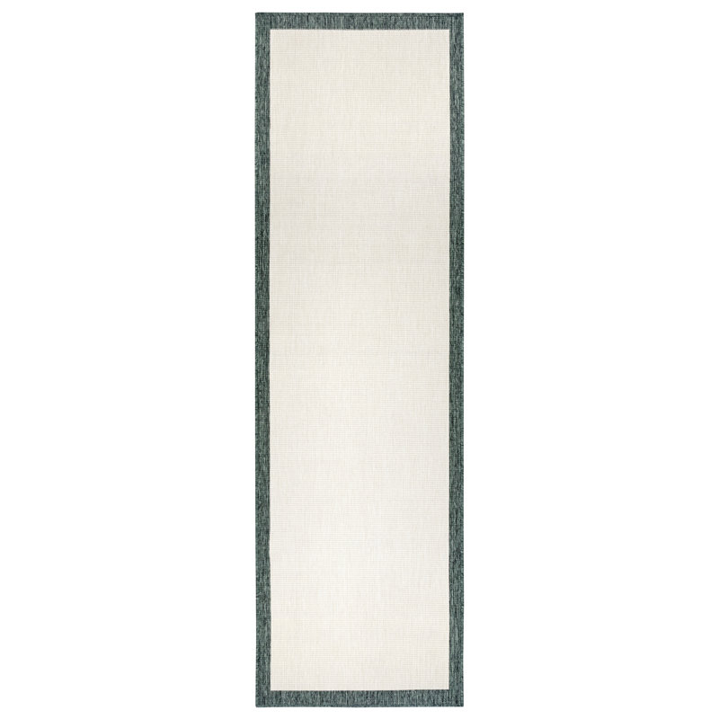Panama Flatweave GreenCream Rug, Runner 80 x 250cm