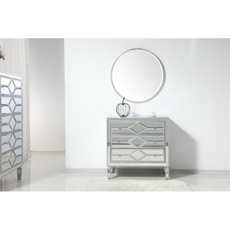 Commode décorative 3 tiroirs Bashaw, Argent argent