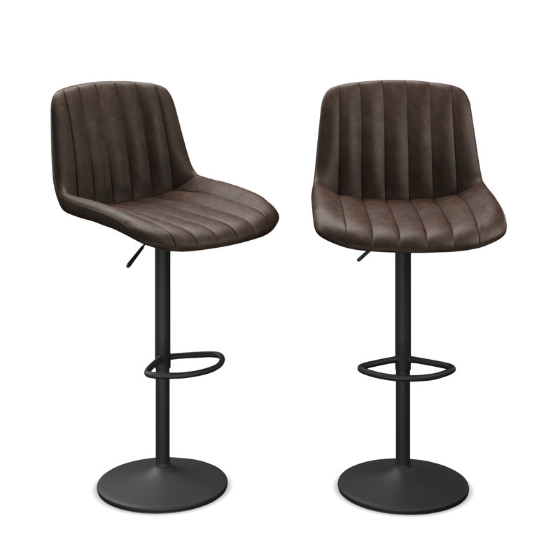 Adjustable Height Counter Stool with Metal Frame, Brown