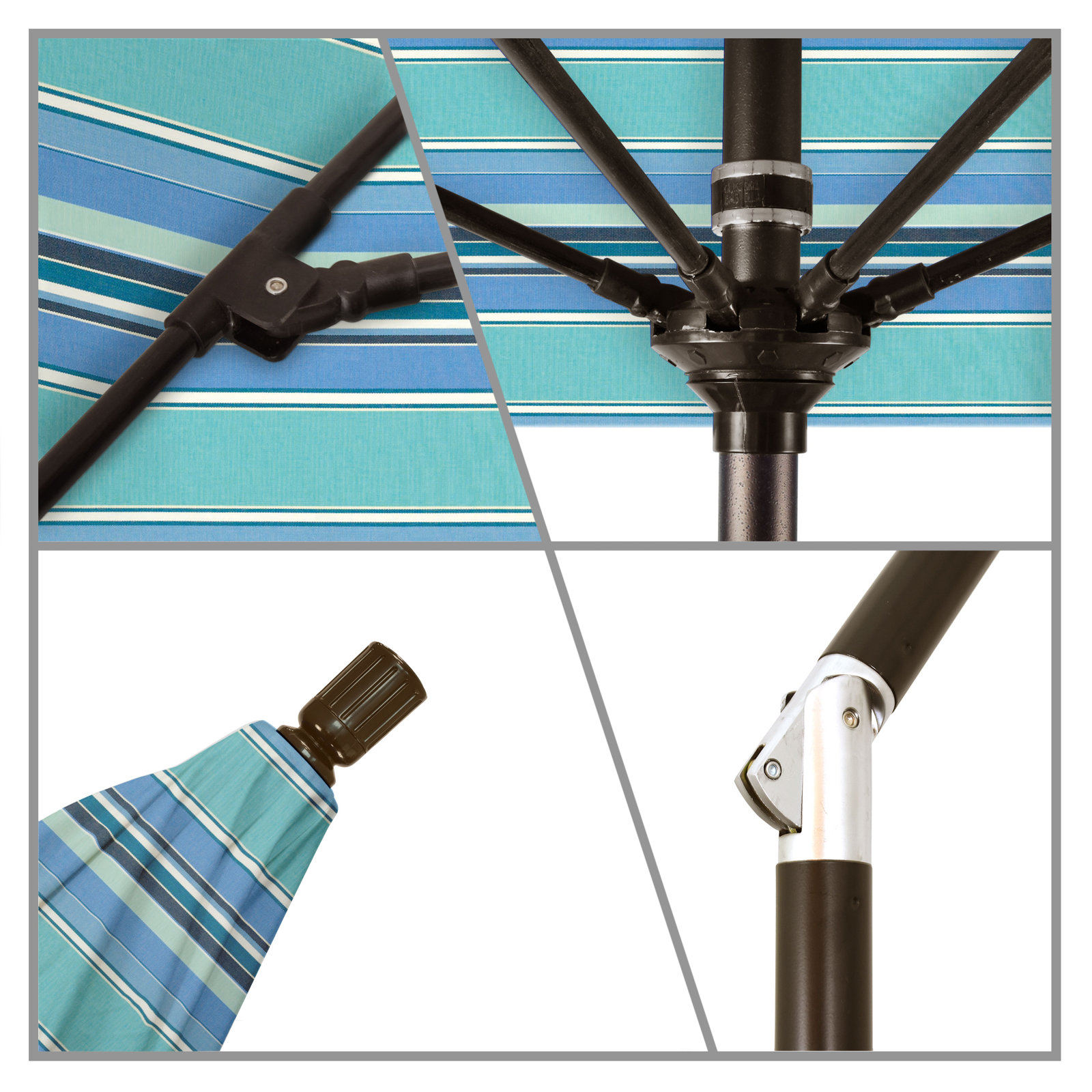 Brent 90'' Sunbrella® Outdoor Umbrella, Dolce Oasis Stripe Sunbrella®, Black 