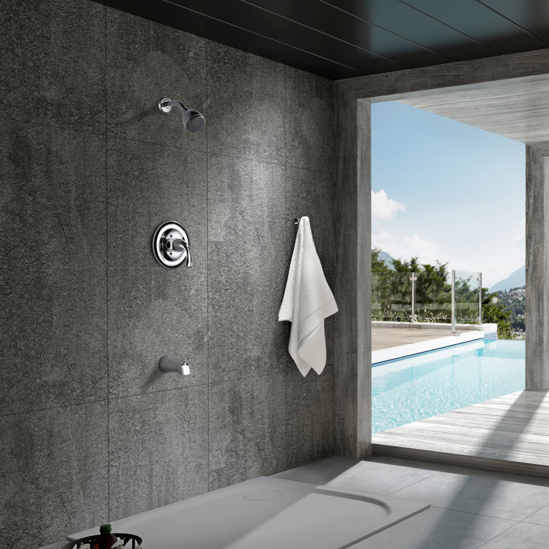 Nita Vantage Shower Trim System: Round Shower Head, Single Handle Set, Tub Spout & Rough-in Valve Included - Chrome Polished