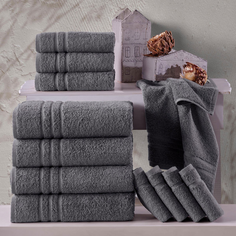 Besednice Premium Quality Soft Fluffy and Absorbent 100% Turkish Cotton Bath Towel Set, Gray