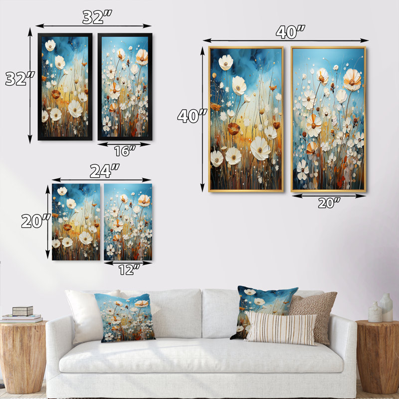 Mill Pointillism "Meadow Pointillism" 2 - Pièces sur, H 40 po x l 40 po, Toile tendue