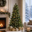 Arbre de Noël artificiel pin vert avec lumières DEL Leilonie-1752897345