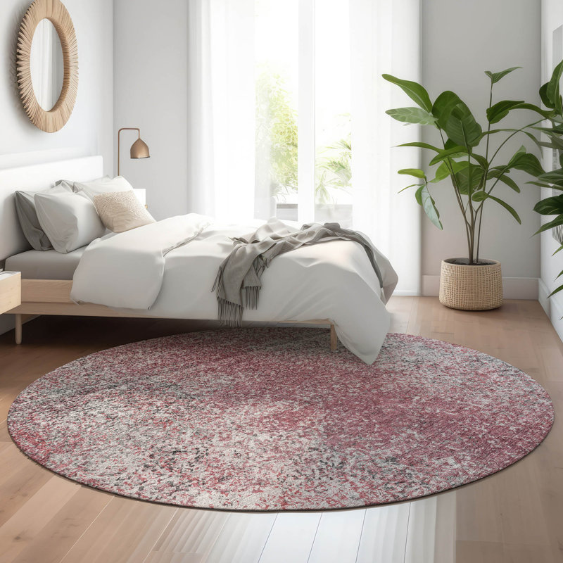 Premium Machine Washable Prisco Merlot Rug, Round 8'