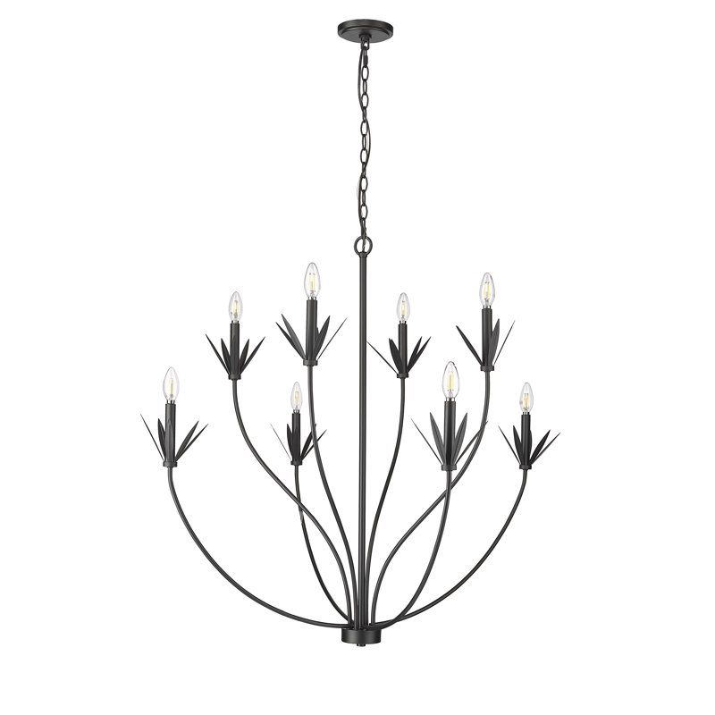 Lustre classique / traditionnel à 8 lumières de 40,5 po de large Primrose, Noir mat