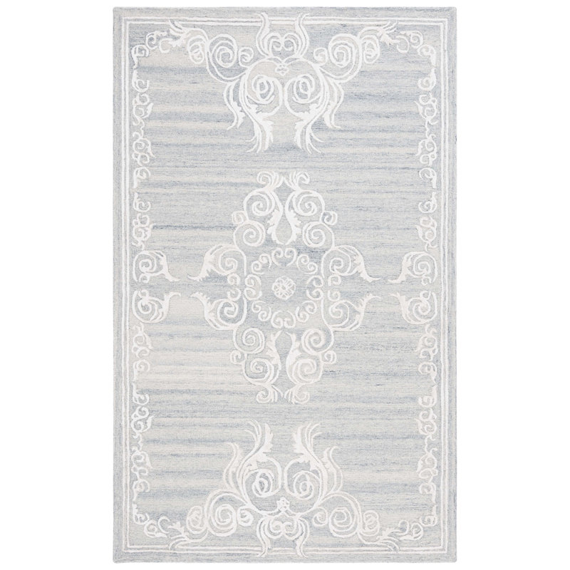 Spandrel Hand Tufted Wool Viscose Cotton with Latex Oriental Rug in Grey, Runner 2'3" x 8'