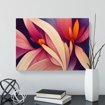 Contemporary Modern Flowers - Wrapped Canvas