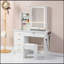 Nouvelle coiffeuse à miroir intelligente avec tiroirs et armoire de rangement, coiffeuse avec coussin de dressage