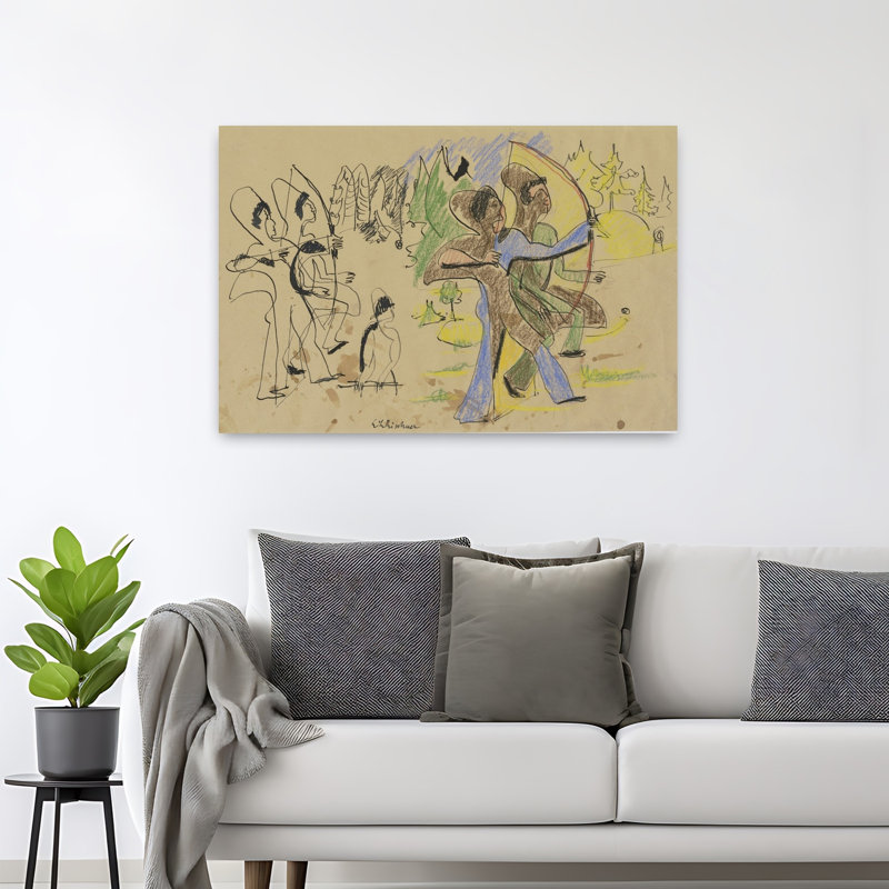 Archers, C.1935 Abstract Contemporary Wall Art Print 1 Piece Wrapped Canvas Wall Art, 81.28cm H x 121.92cm W