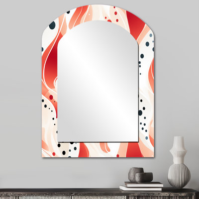 Shanna - Motif à pois rouge et blanc - Miroir mural unique à pois