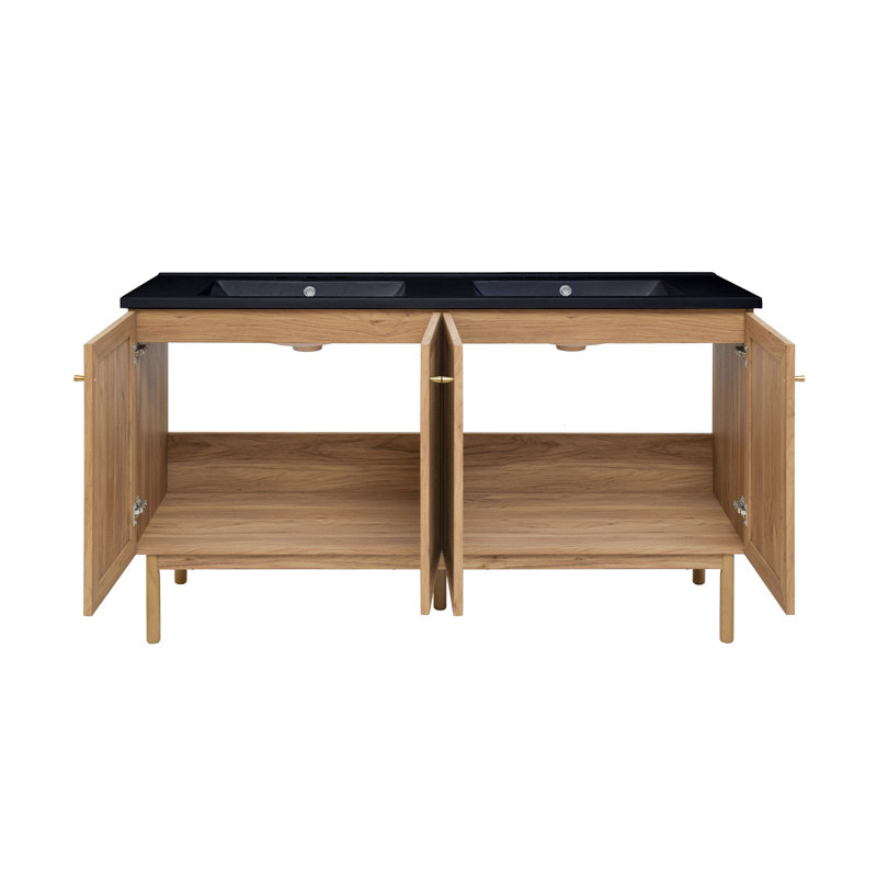 Classe 60" Bathroom Vanity in Oak, 3, Black