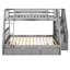 Lit superposé simple gris avec escalier de rangement. Bois massif. Économisez de l'espace dans les tiroirs. Options de configuration polyvalentes. Sécuritaire pour. Pas d'escalier à ressorts et structure en bois robuste. Vaste économie
