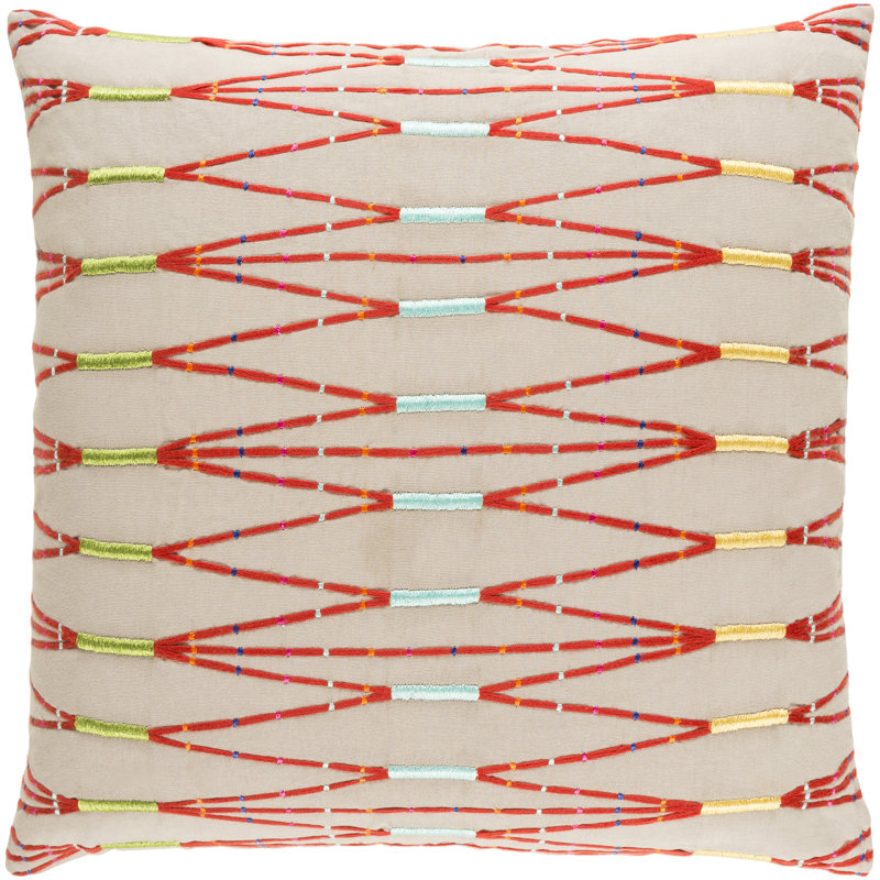 Coussin décoratif en coton , 18 po x 18 po, Brun / Orange, Polyester / bourre de polyester