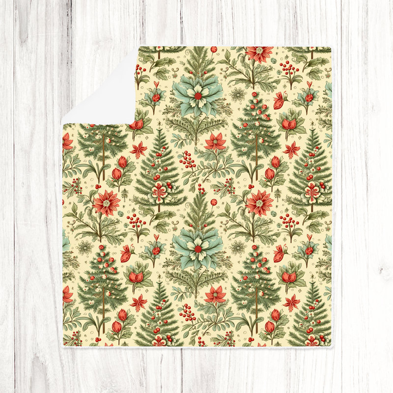 Jeté , L 51 po x L 60 po, Floral, Rouge/vert/brun clair