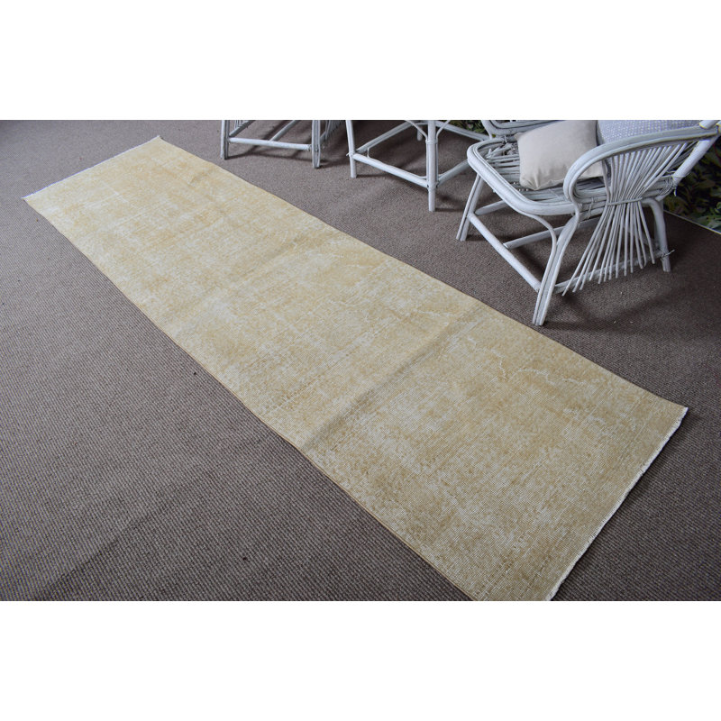 Vintage Handwoven Turkish Beige Wool Rug for Rustic Home and Floor Decorations