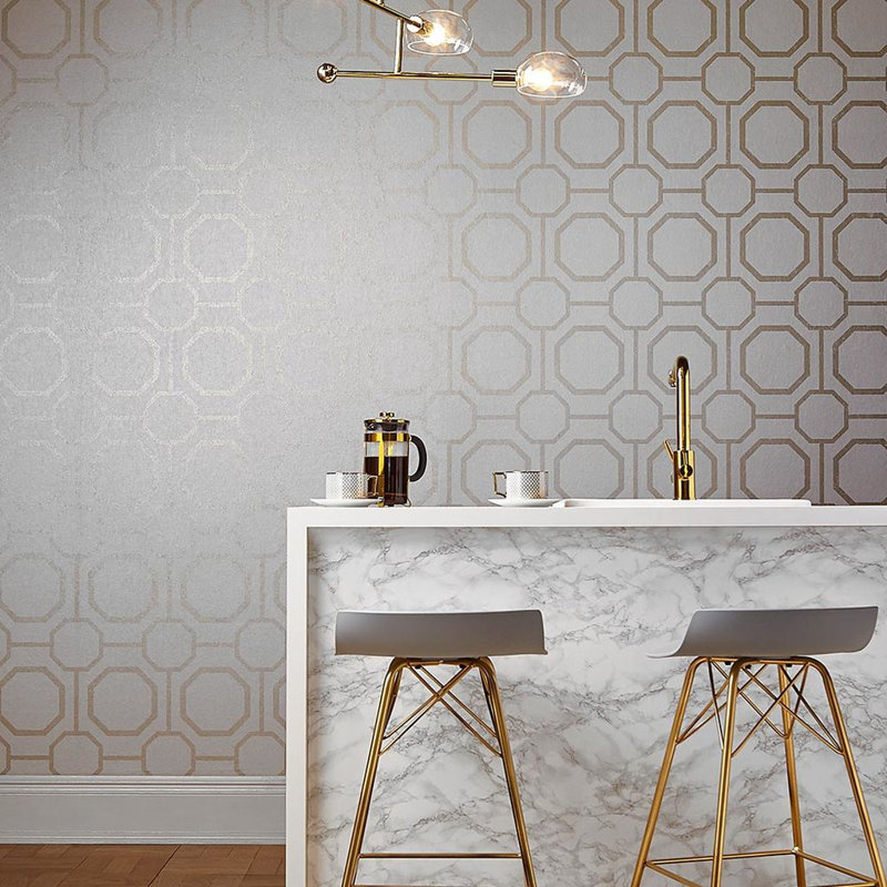 Sashiko Geometric Wallpaper Roll, Pearl
