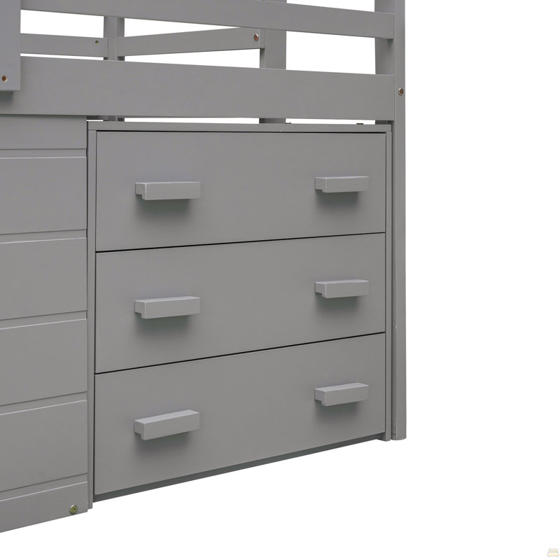 Lit mezzanine simple avec armoire et tablette