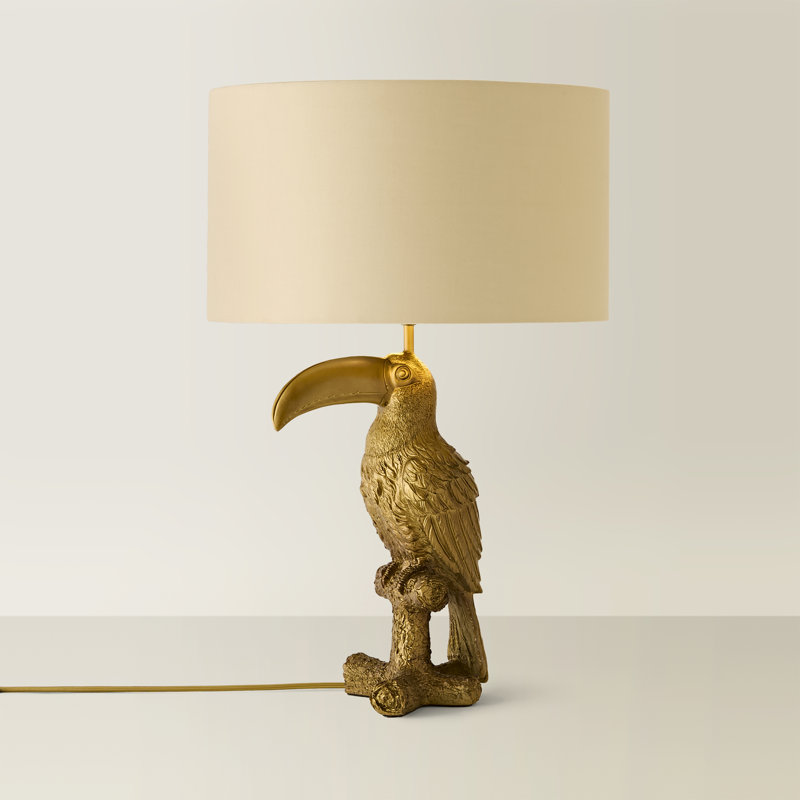 Lamp, Beige and Gold, With Bulb, Yes