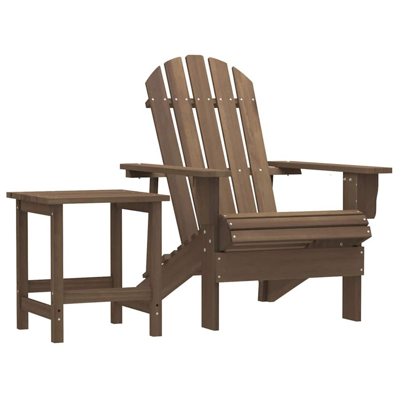 Chaise Adirondack en bois massif avec table Harvel, Brun