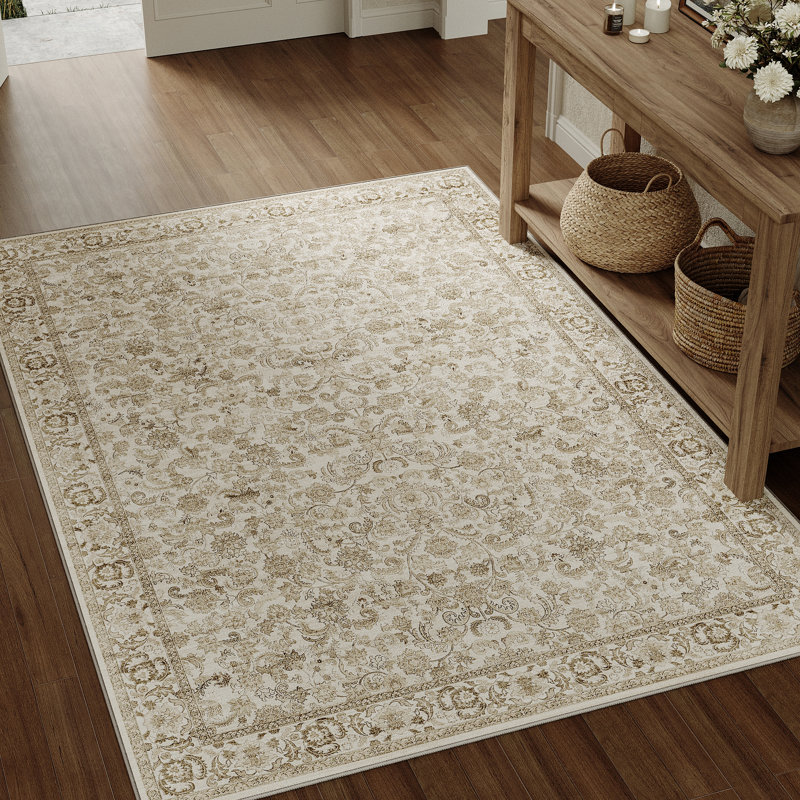 Tapis floral rétro Eclora, Rectangle 5 pi x 7 pi 6 po