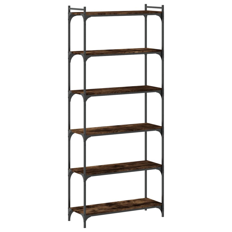 Adeife 188cm H x 30cm W Metal Standard Bookcase, 188cm H x 30cm W x 80cm D, Smoked Oak