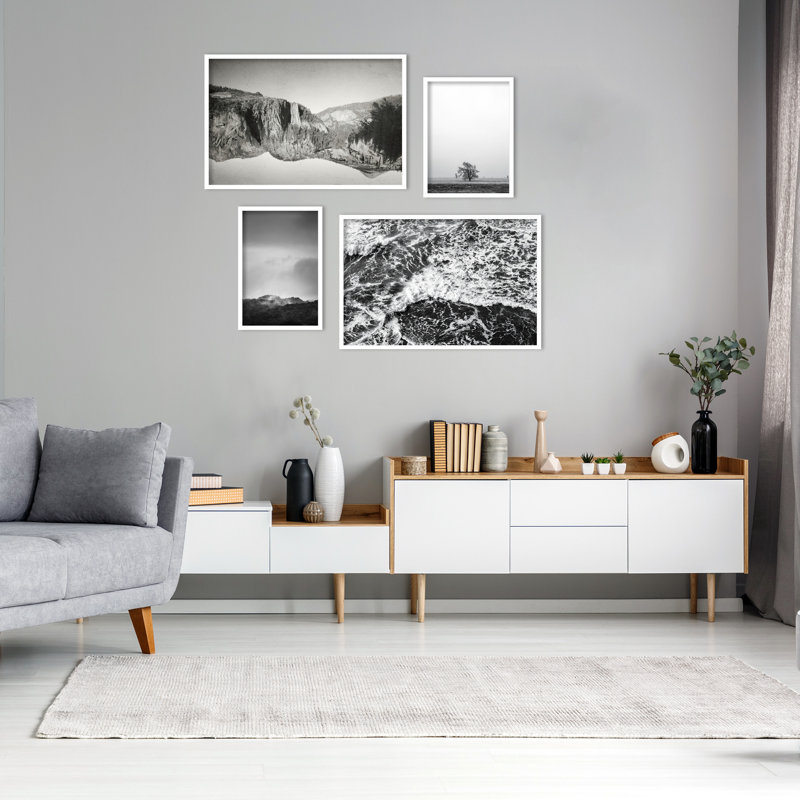 Moody Moments - ensemble de 4 par F2image, Pete Olsen, reproduction d'art encadrée, H 53 po x l 61 po, Blanc