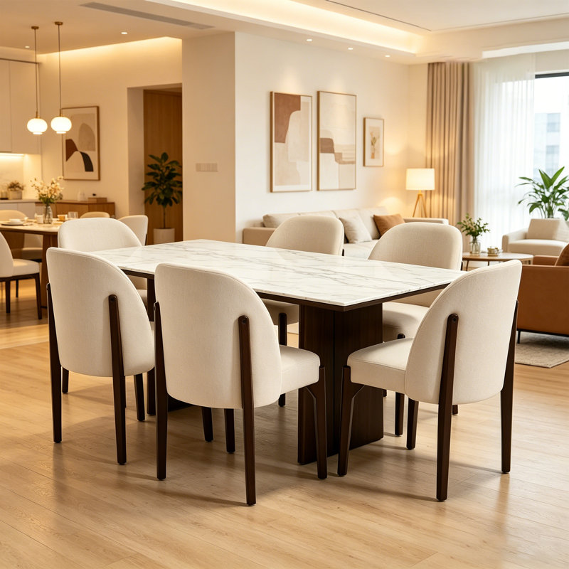 Wooden Dining Chairs Set of 4, Modern Fabric Upholstered Dining Room Chair Kitchen Chairs, Farmhouse Dinner Chair for Kitchen Dining Room 