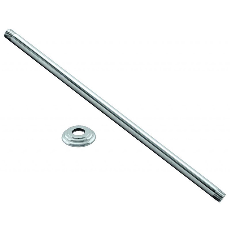Westbrass 1/2" IPS x 24" Round Ceiling Mount Shower Arm with Flange, Polished Chrome