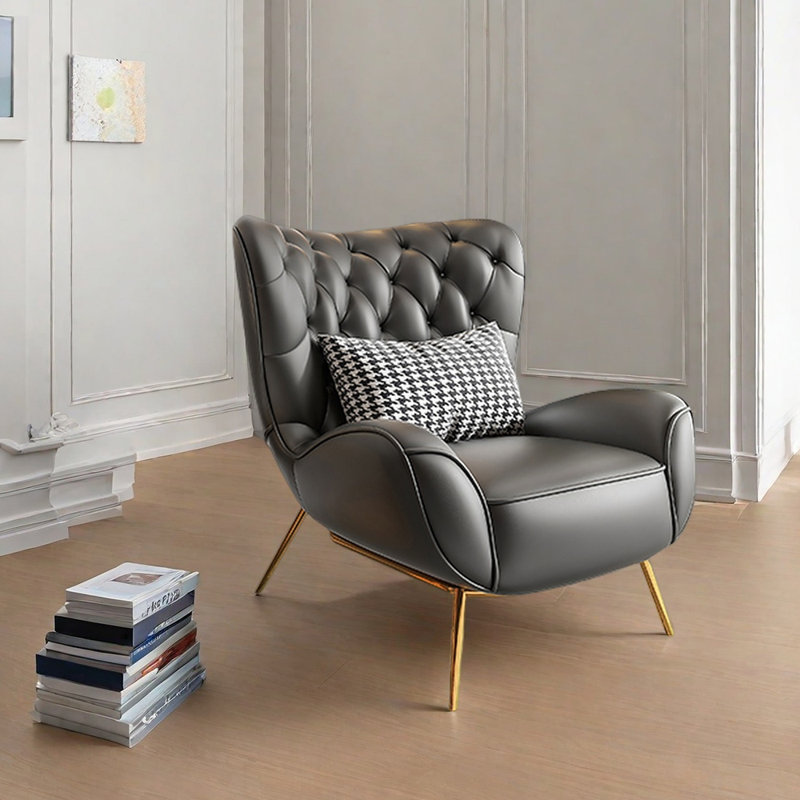 Fauteuil d'appoint en similicuir Luxe, Gris