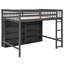 Lit mezzanine double avec 8 tablettes de rangement ouvertes et lit simple encastré gris pour les adolescents, lit de construction solide, tablette incluse, bureaux, construction